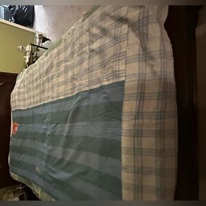 Striped Quilted Bedspread in Blue and Beige